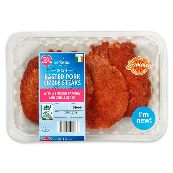 Irish Basted Pork Sizzle Steaks With Smoked Paprika And Chilli Glaze 380g Butcher's Selection